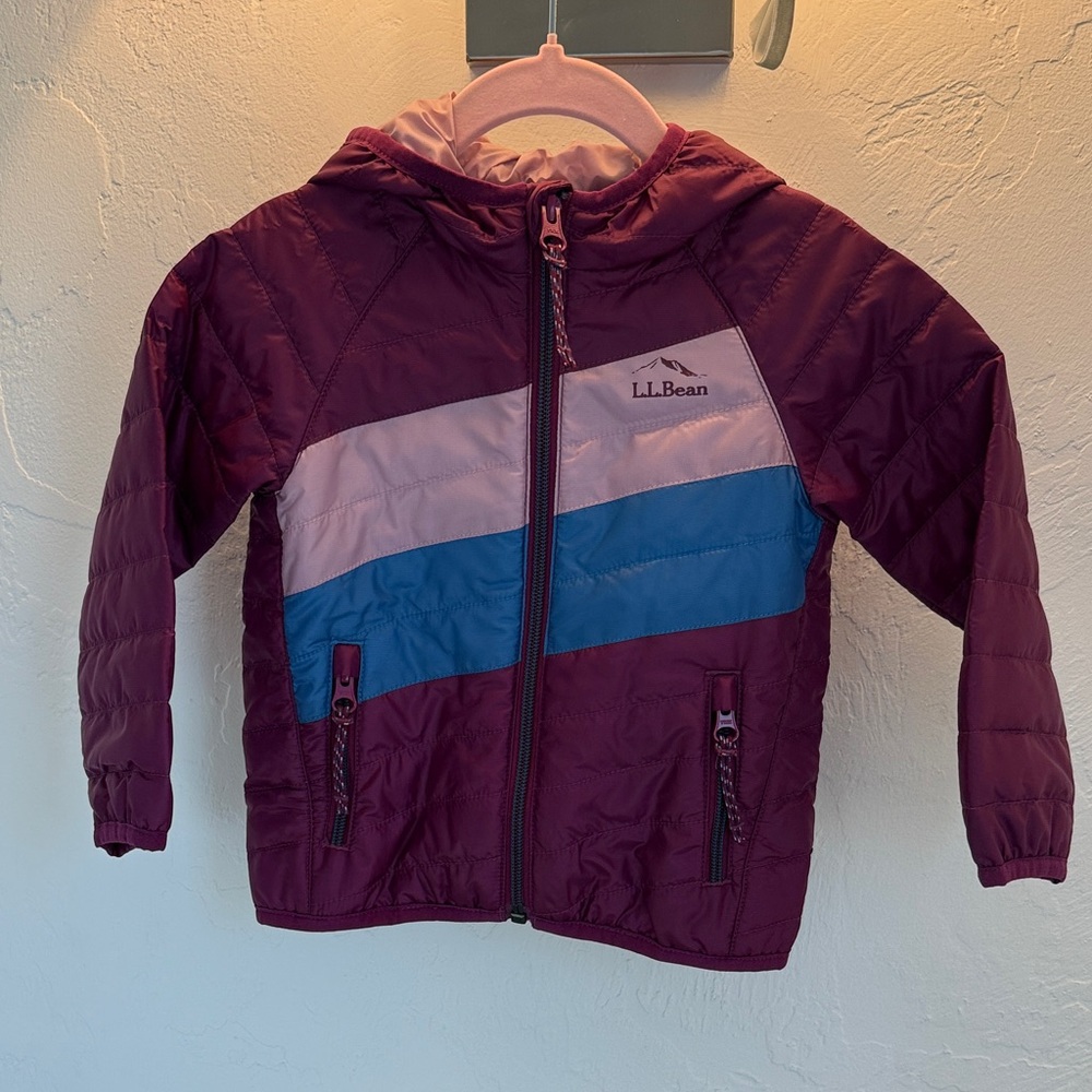 NWT L.L. Bean Kids' Maroon and Blue Hooded Jacket size 12-18m